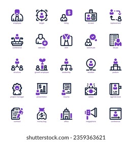 Human Resource icon pack for your website, mobile, presentation, and logo design. Human Resource icon outline design. Vector graphics illustration and editable stroke.
