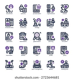 Human Resource Icon Pack für Ihre Website, Ihr Handy, Ihre Präsentation und Ihr Logo Design. Human Resource Icon Doppelton-Design. Vektorgrafik-Illustration und bearbeitbarer Strich.