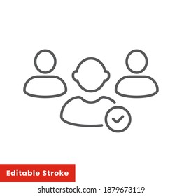 Human resource icon, recruit linear sign isolated on white background - editable stroke vector illustration eps10