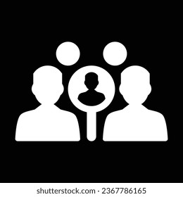 Human resource icon, Recruitment icon, team members, magnifier icon vector