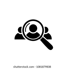 Human Resource Icon. Search For Employees And Job, Business, Human Resource Looking For Talent Search Man Vector Icon Job Search Magnifying Glass With Man Inside Vector Illustration For Graphic Design