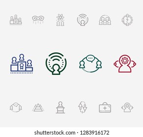 Human resource icon set and collective leadership with roles, hr and team abilities. Teamwork related human resource icon vector for web UI logo design.