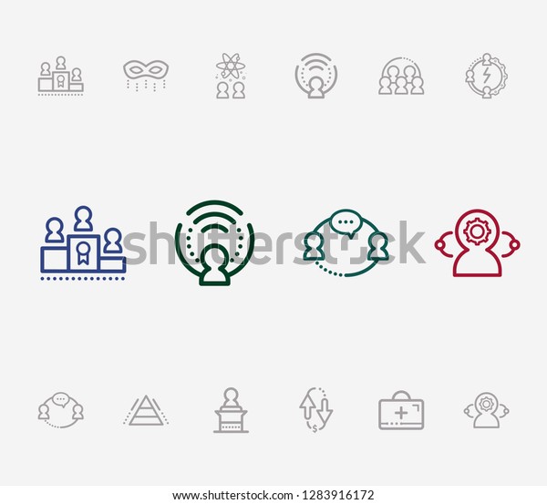 Human resource icon set and collective\
leadership with roles, hr and team abilities. Teamwork related\
human resource icon vector for web UI logo\
design.