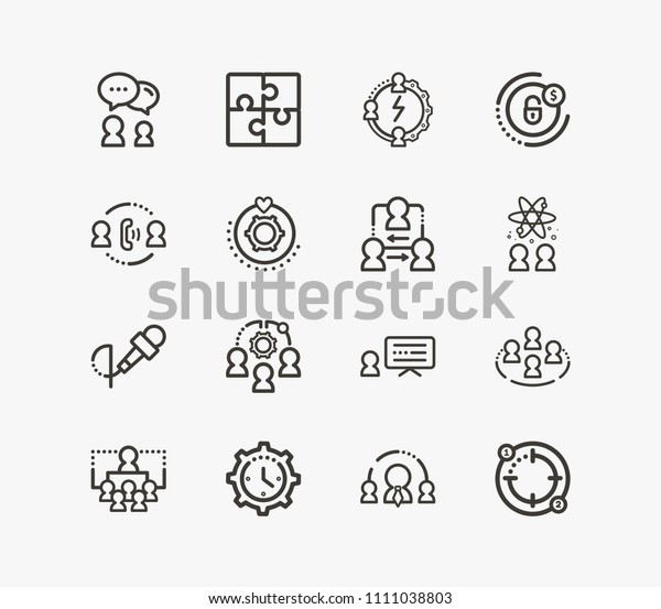 Human Resource Icon Set Coordinate Relationship Stock Vector (royalty 