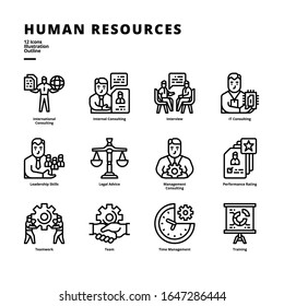 Human Resource icon set for digital media and printing media.