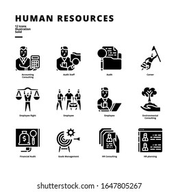 Human Resource icon set for digital media and printing media.
