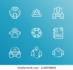 Human resource icon set and hr with coherence, interaction and coordinate relationship. Human resource related human resource icon vector for web UI logo design.