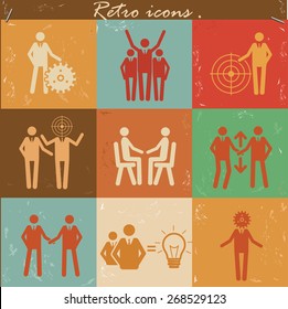 Human resource icon set on retro background,clean vector