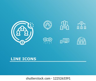 Human resource icon set and seminar with collaboration strategy, coordinate relationship and roles. Presentation related human resource icon vector for web UI logo design.