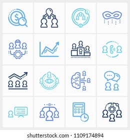 Human resource icon set and team intelligence with collaboration strategy, collective leadership and team success. Target related human resource icon vector for web UI logo design.