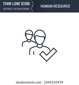 Icono de recursos humanos - Símbolo de negocio de línea delgada. Perfecto para el diseño web. Concepto de vector de contorno de alta calidad. Logotipo premium, minimalista y elegante