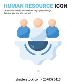 Human resource icon vector with flat color style isolated on white background. Vector illustration businessman sign symbol icon concept for business, finance, industry, company, web and project