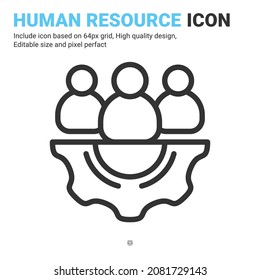 Human resource icon vector with outline style isolated on white background. Vector illustration businessman sign symbol icon concept for business, finance, industry, company, web and project
