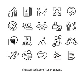 Human Resource Icons. Editable Stroke. Vector Graphic