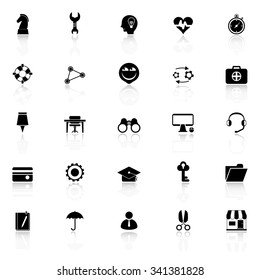 Human resource icons with reflect on white background, stock vector