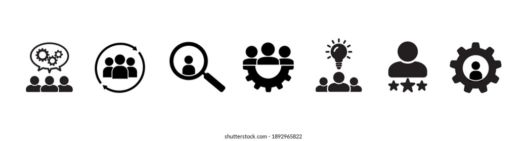 Human resource icons, set. Business people, human resources. Flat business icons, management icons. Vector illustration.