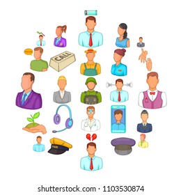 Human resource icons set. Cartoon set of 25 human resource vector icons for web isolated on white background