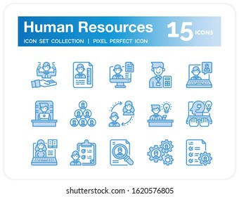 Human resource Icons Set. UI Pixel Perfect Well-crafted Vector Thin Line Icons. The illustrations are a vector.