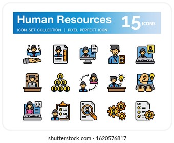Human resource Icons Set. UI Pixel Perfect Well-crafted Vector Thin Line Icons. The illustrations are a vector.