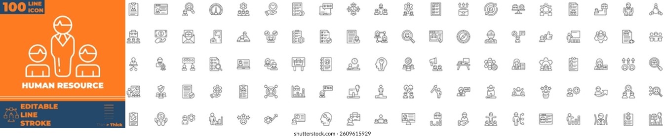 Human Resource Line Editable Icons set. Vector illustration in modern thin line style of human resource icons: manager, teamwork, strategy, etc