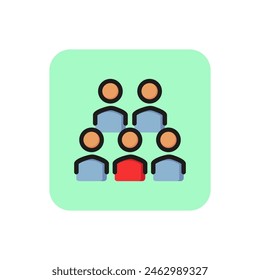 Icono de línea de recursos humanos. Grupo, profesional, grupo de trabajo Concepto de trabajo en equipo. Se puede utilizar para temas como reunión, comunidad, conferencia.