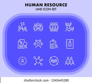 Human resource line icon set. Set of line icons on white background. Group, structure, resume. Career concept. Vector illustration can be used for topics like 