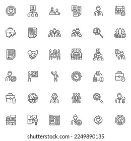 Human resource line icons set. Business process linear style symbols collection, outline signs pack. Business people vector graphics. Set includes icons as management, job interview, recruitment, CV
