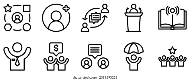 human resource line style icon collection
