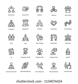 
Human Resource Line Vector Icons Set
