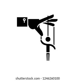 Human resource management black icon, vector sign on isolated background. Human resource management concept symbol, illustration 