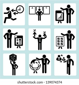 human resource management and business development icons set