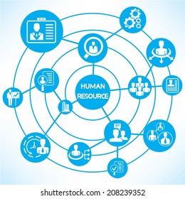 human resource management concept info graphic network with blue theme