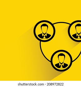human resource management concept on yellow background, flat and shadow design