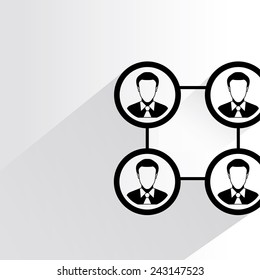 human resource management concept on white background, flat and shadow theme