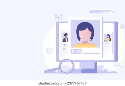 Human resource management and employee hiring concept. HR choose employee from resume, curriculum vitae (CV), interview. Searching, finding, education, job experience, opportunity.