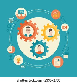 Human resource management flat design colorful vector illustration concept isolated on bright background