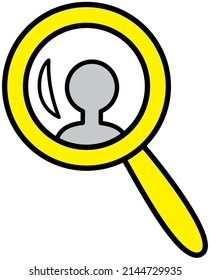 Personalmanagement und Personaleinstellung. Website für Jobsuche und Beschäftigungsmöglichkeit Symbol. Auswahl der Kandidaten, Mitarbeiter über Internet. Benutzerprofil, Account-Design unter Vergrößerung