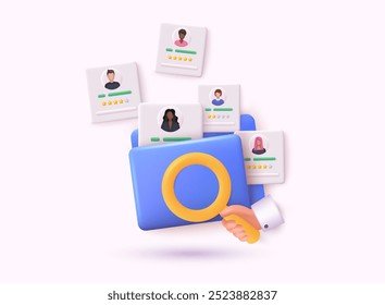 Human resource management and hiring concept. Job interview, recruitment agency vector illustration. 3D Vector Illustrations.