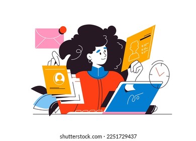 Gestión de los recursos humanos y contratación de ilustraciones vectoriales. Concepto de tipo plano de la agencia de contratación y entrevista de empleo
