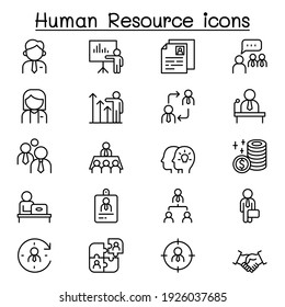 Human resource management icon set in thin line style