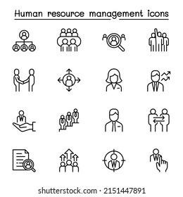 Human resource management icon set in thin line style