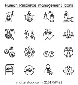 Human resource management icon set in thin line style