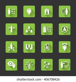 Human resource management icon set - woman, female characters icon set