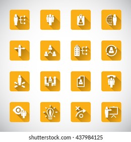 Human resource management icon set - woman, female characters icon set