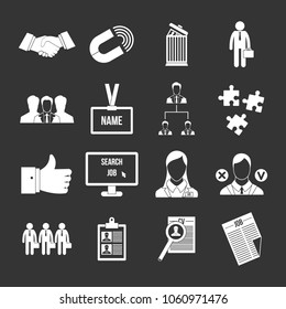 Human resource management icons set vector white isolated on grey background 