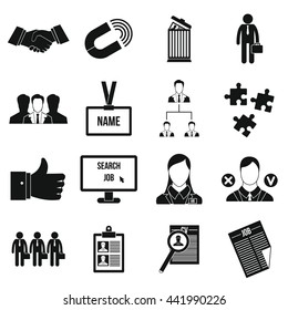 Human resource management icons set in simple style for any design