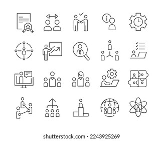 Human Resource and Management Icons - Vector Line. Editable Stroke.