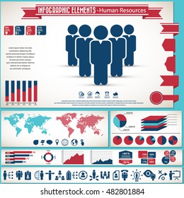 Human resource management - infographic elements and icons set.