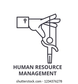 Human resource management line icon concept. Human resource management vector linear illustration, symbol, sign