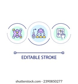 Human resource management loop concept icon. Scalable workforce abstract idea thin line illustration. Expanding company. Temporary employees. Isolated outline drawing. Editable stroke